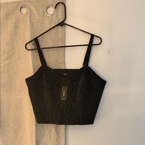 Express Tops - Express Black Lace Crop Top
